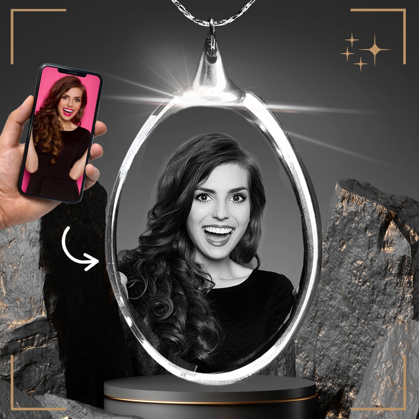 Oval Crystal Necklace 2D